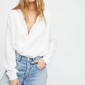 NWOT Free People Star Doublecloth Wrap Shirt